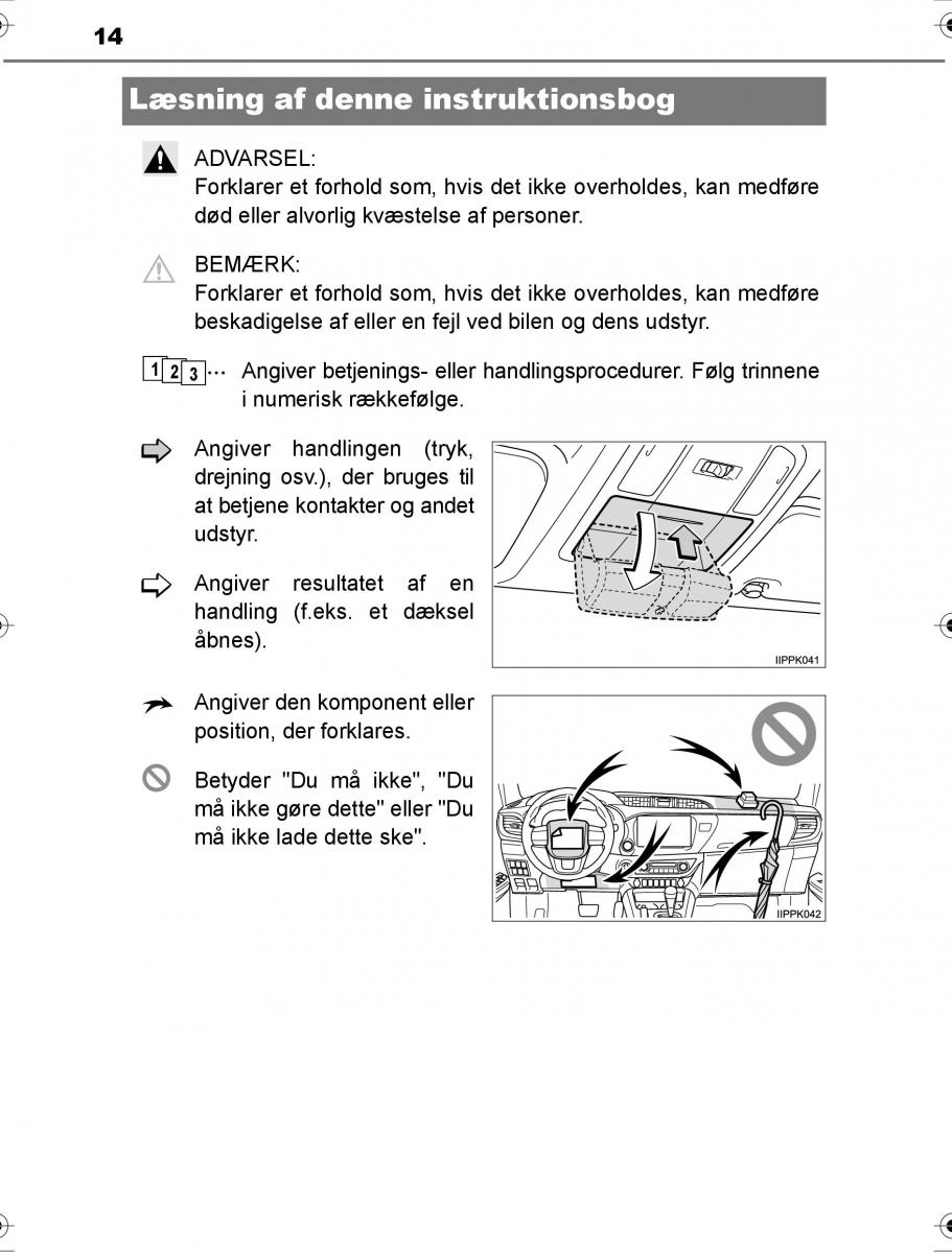 Toyota Hilux VIII 8 AN120 AN130 Bilens instruktionsbog / page 14