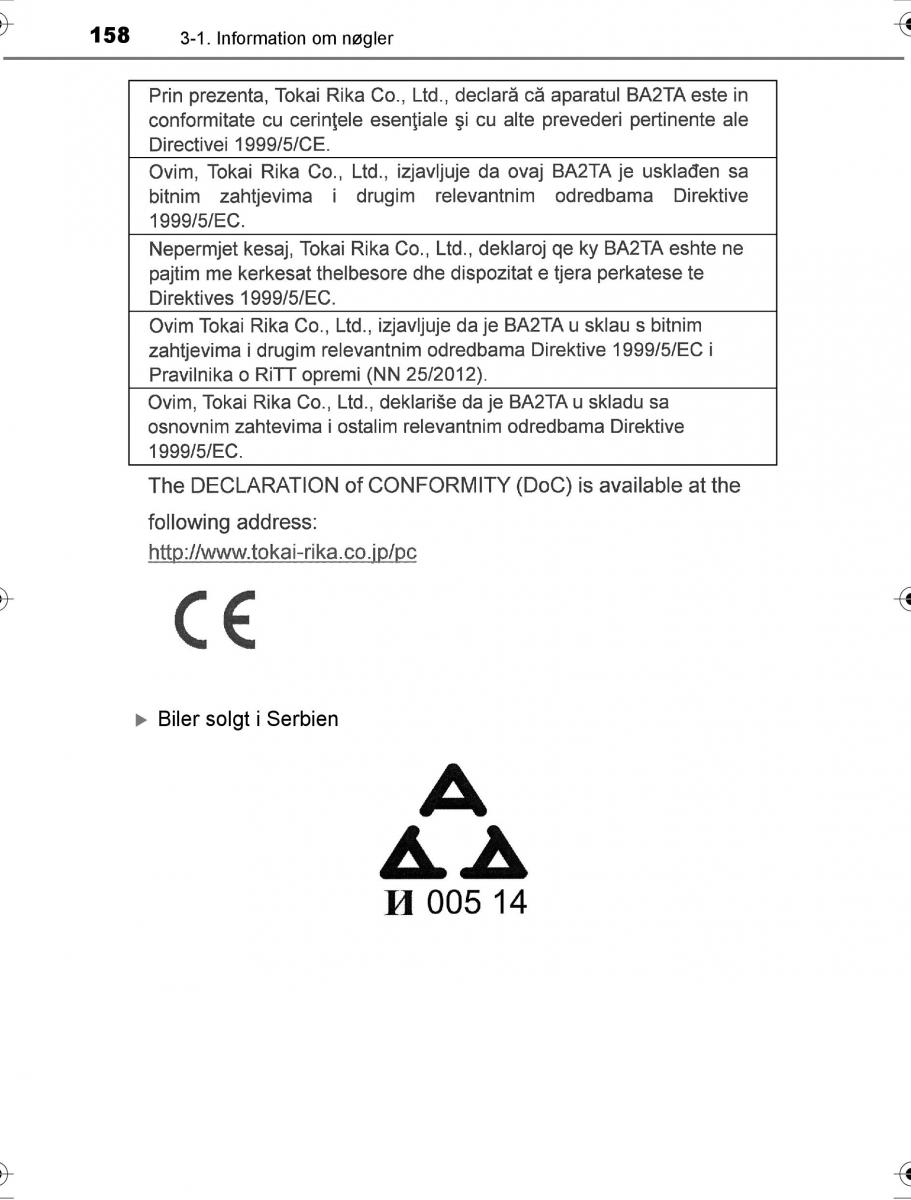 Toyota Hilux VIII 8 AN120 AN130 Bilens instruktionsbog / page 158