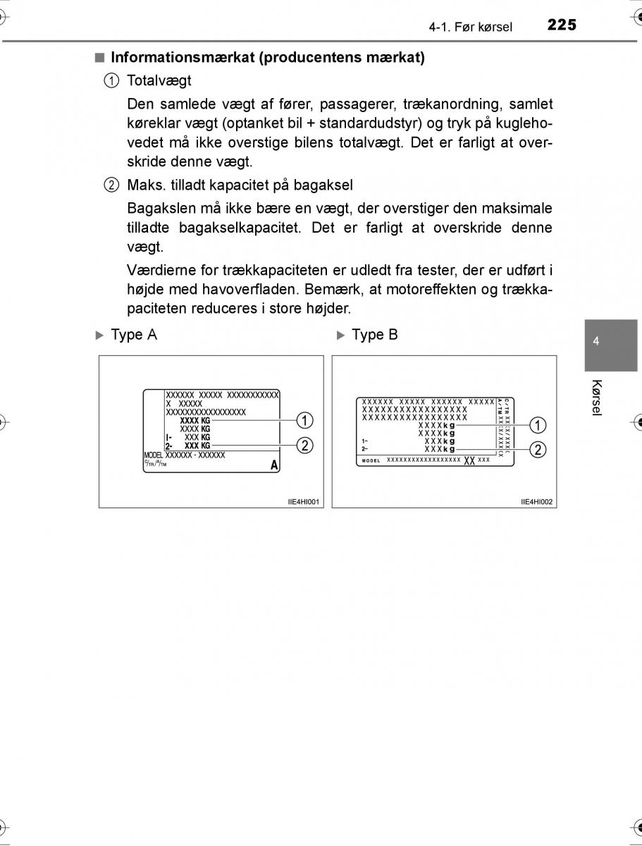 Toyota Hilux VIII 8 AN120 AN130 Bilens instruktionsbog / page 225