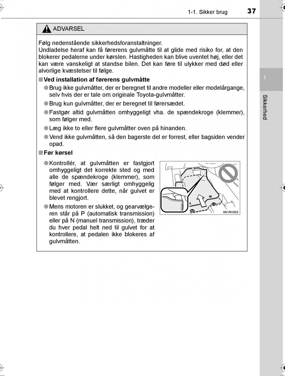 Toyota Hilux VIII 8 AN120 AN130 Bilens instruktionsbog / page 37