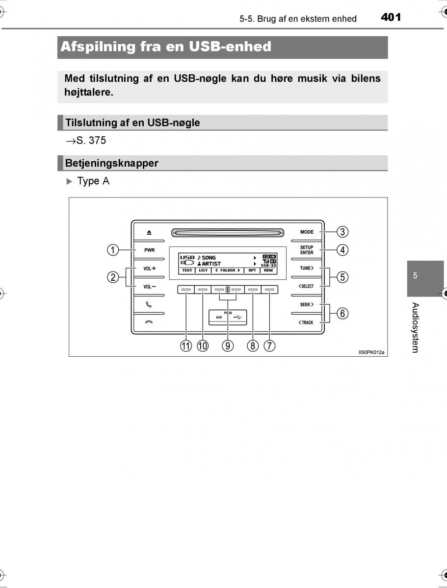 Toyota Hilux VIII 8 AN120 AN130 Bilens instruktionsbog / page 401