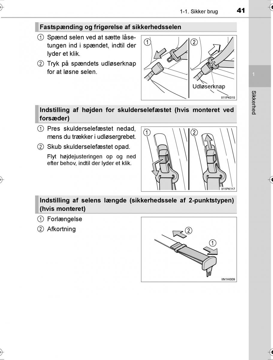 Toyota Hilux VIII 8 AN120 AN130 Bilens instruktionsbog / page 41