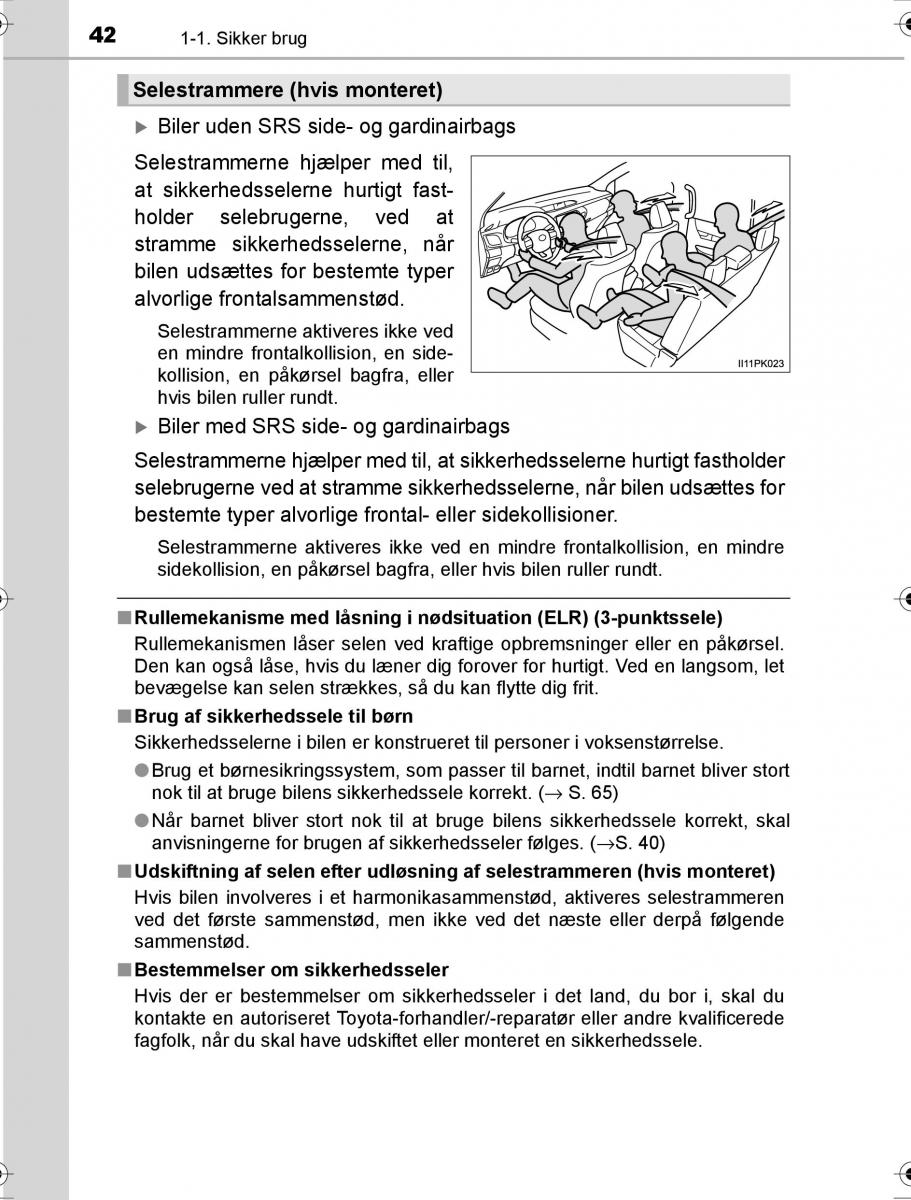 Toyota Hilux VIII 8 AN120 AN130 Bilens instruktionsbog / page 42