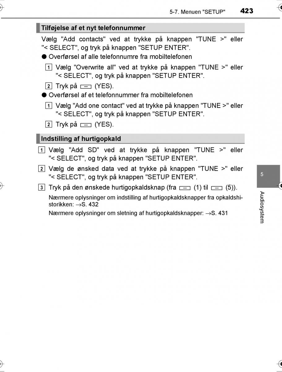 Toyota Hilux VIII 8 AN120 AN130 Bilens instruktionsbog / page 423