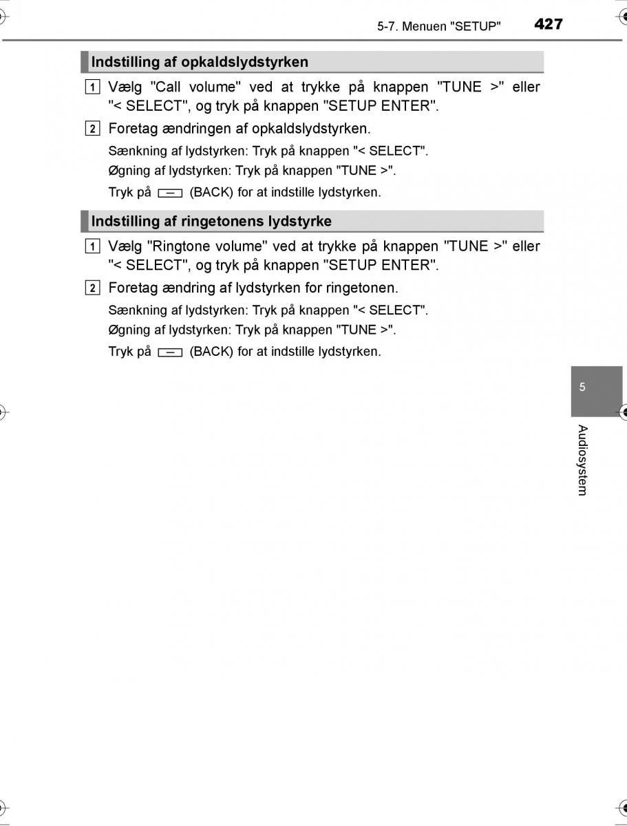 Toyota Hilux VIII 8 AN120 AN130 Bilens instruktionsbog / page 427