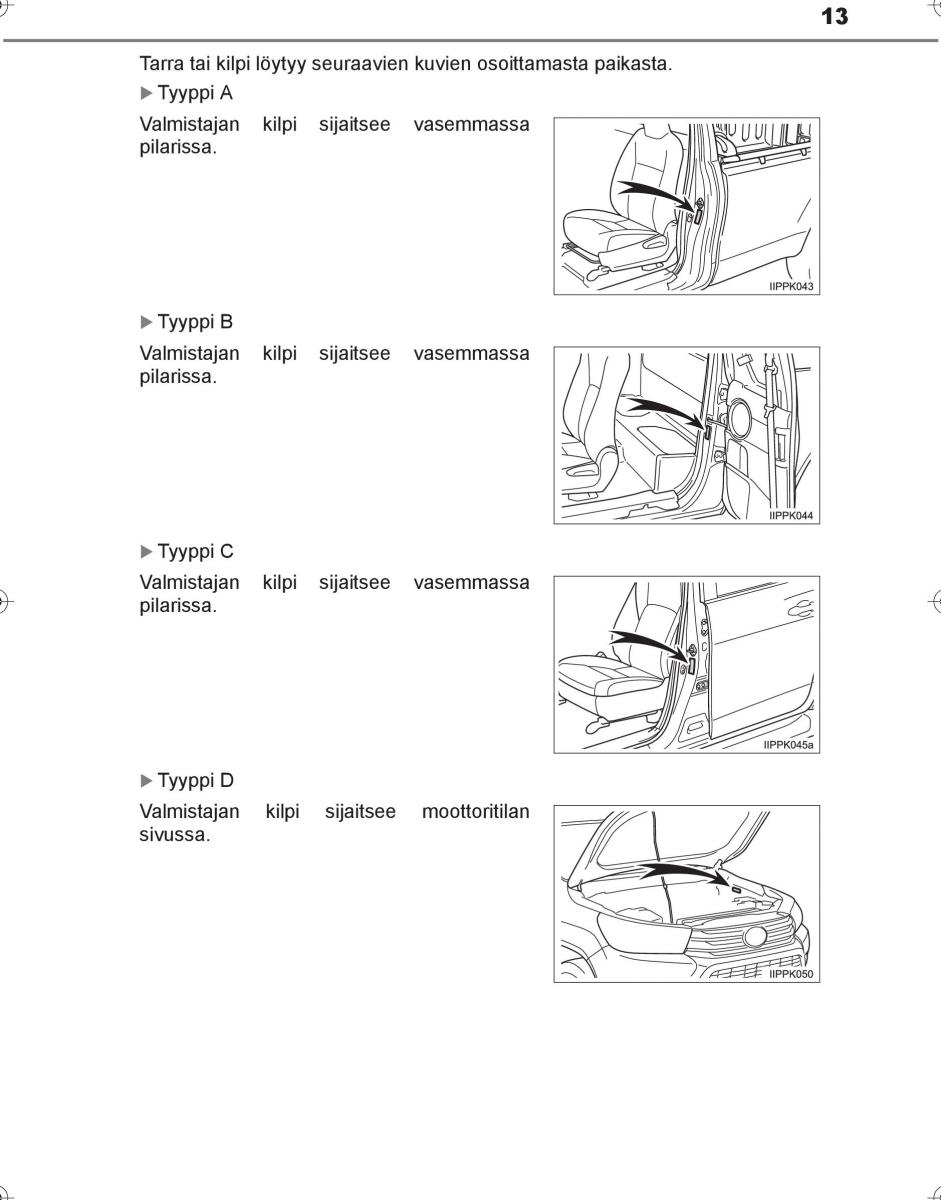 Toyota Hilux VIII 8 AN120 AN130 omistajan kasikirja / page 13