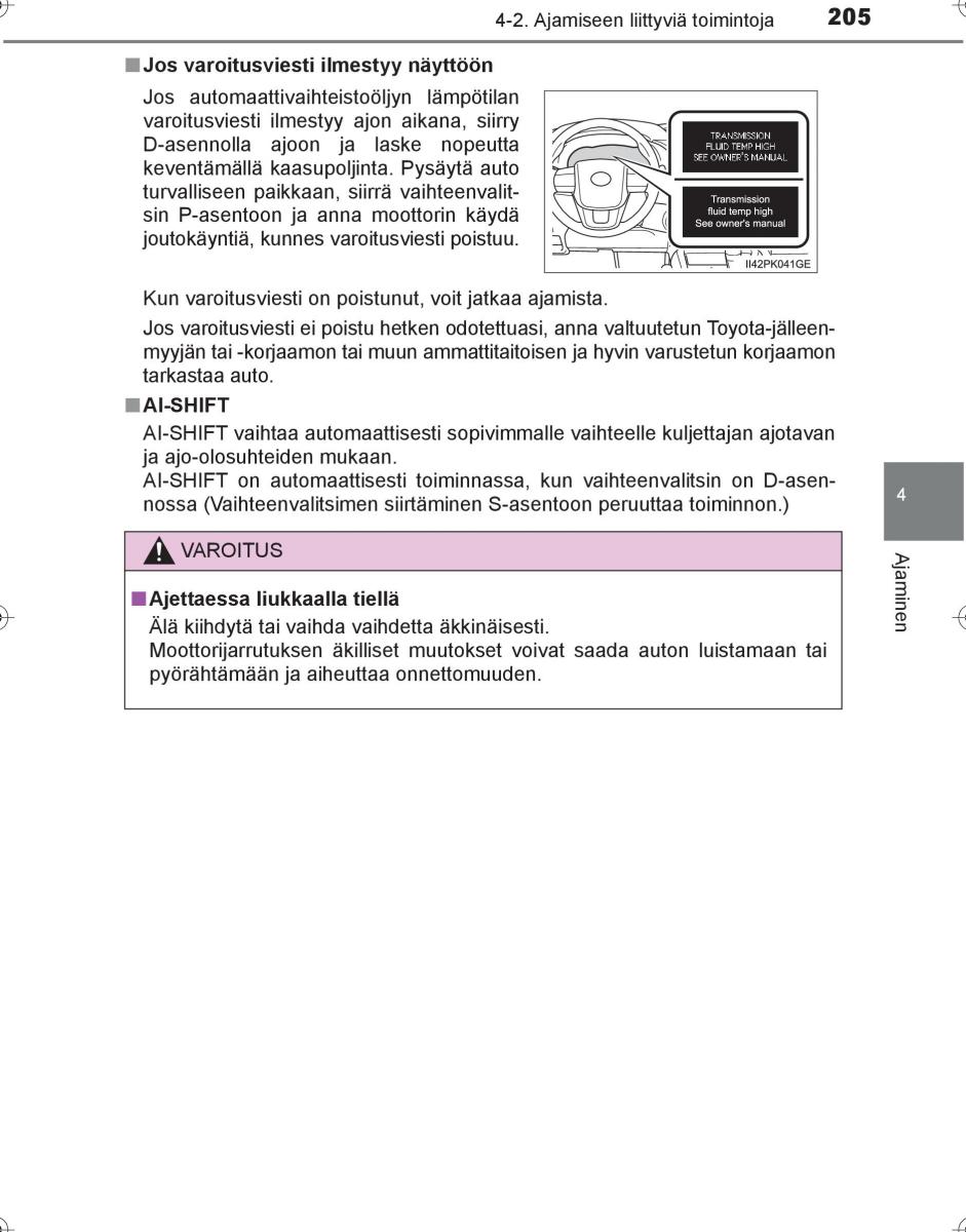 Toyota Hilux VIII 8 AN120 AN130 omistajan kasikirja / page 205