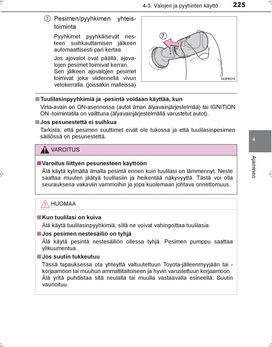 Toyota Hilux VIII 8 AN120 AN130 omistajan kasikirja / page 225