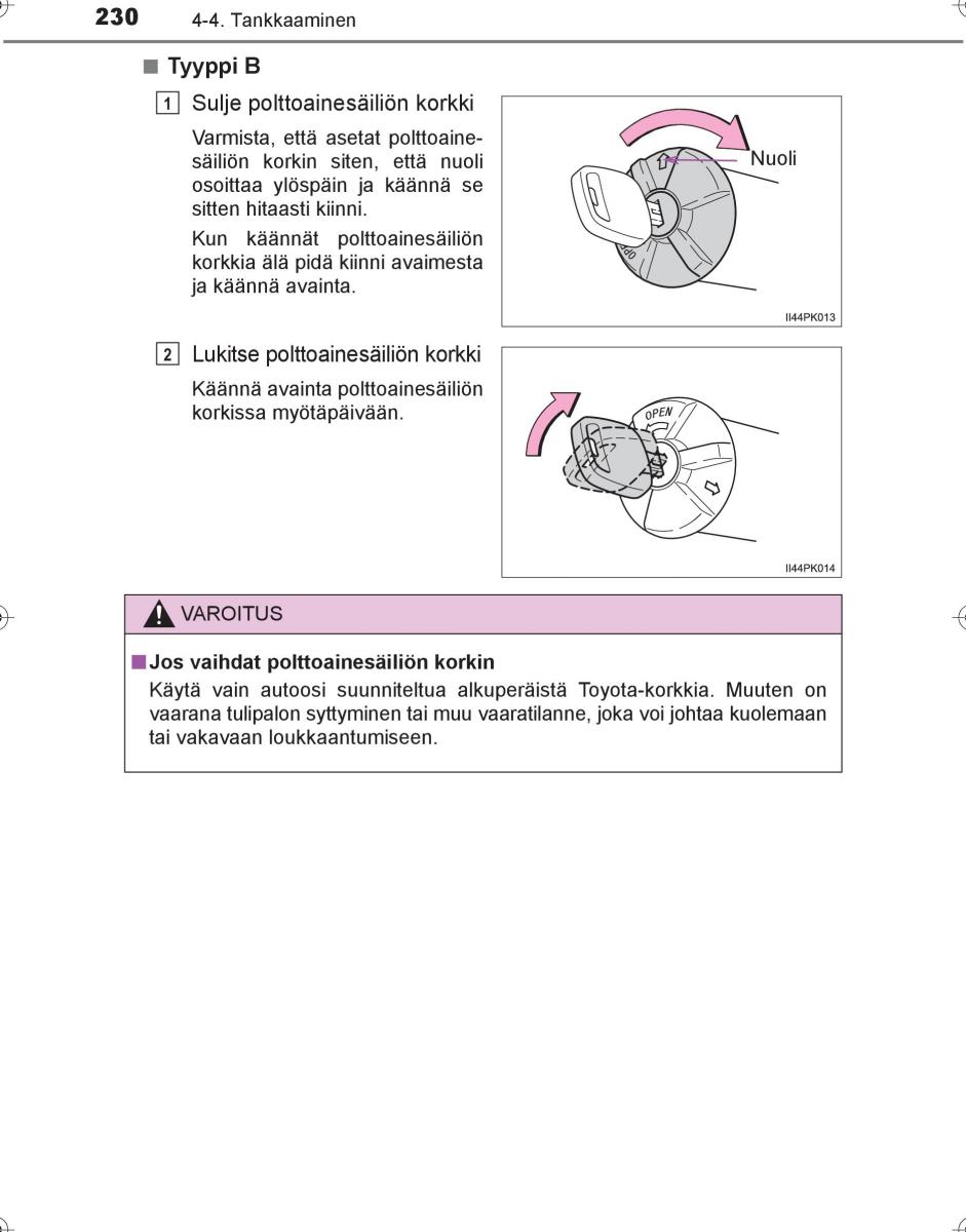 Toyota Hilux VIII 8 AN120 AN130 omistajan kasikirja / page 230