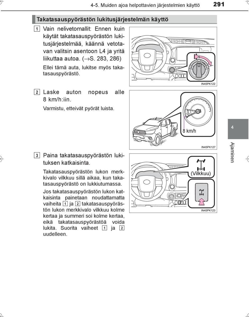 Toyota Hilux VIII 8 AN120 AN130 omistajan kasikirja / page 291