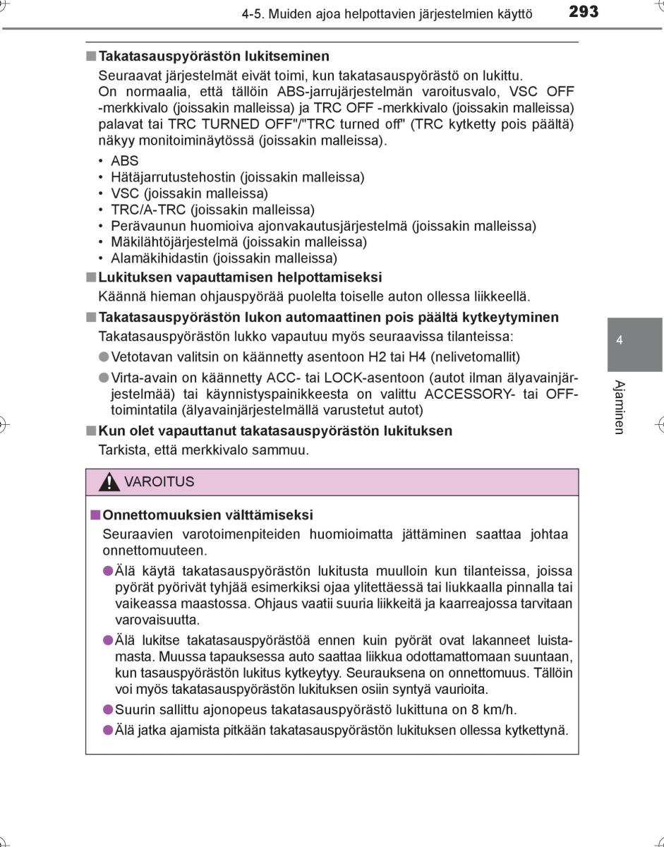 Toyota Hilux VIII 8 AN120 AN130 omistajan kasikirja / page 293