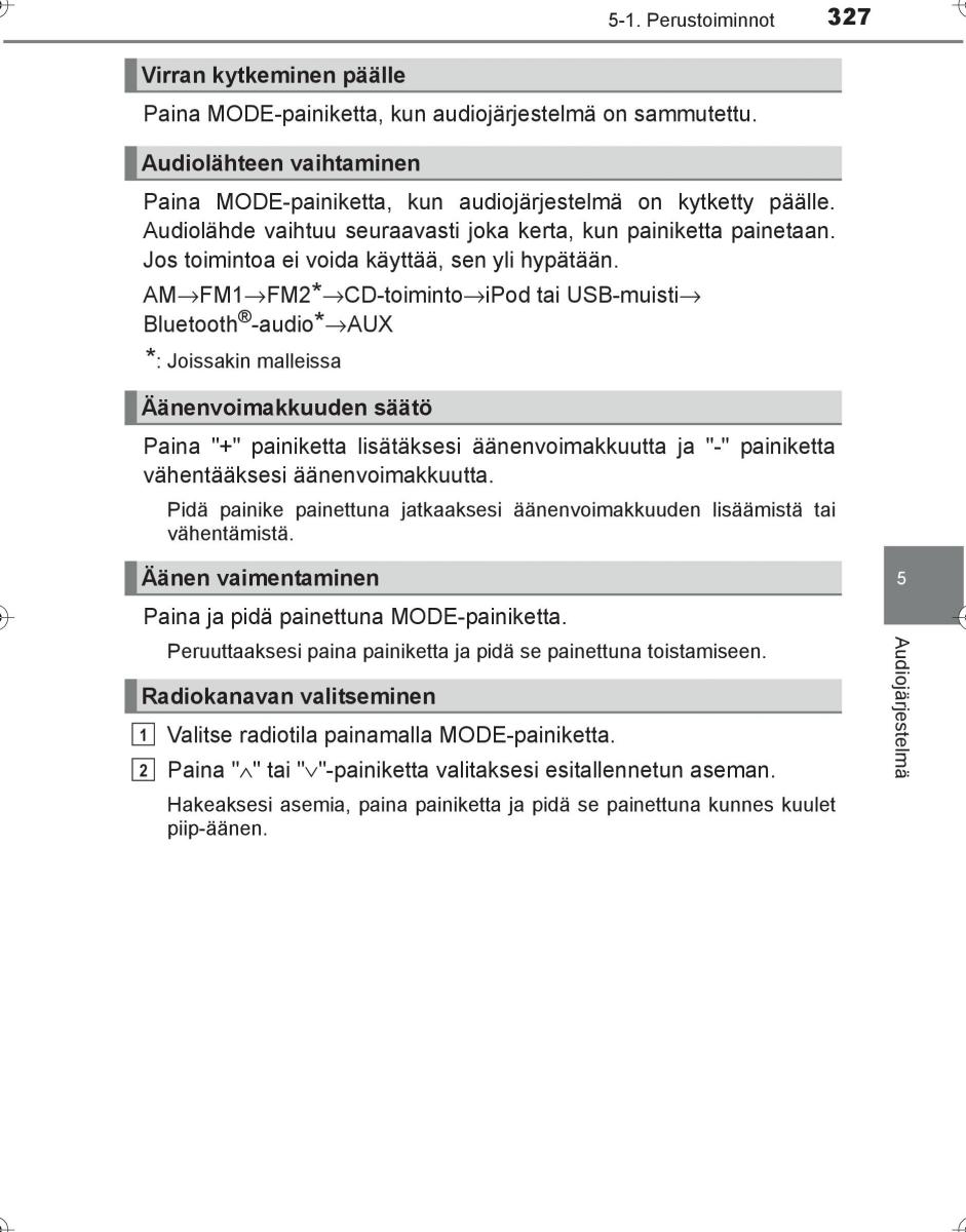 Toyota Hilux VIII 8 AN120 AN130 omistajan kasikirja / page 327