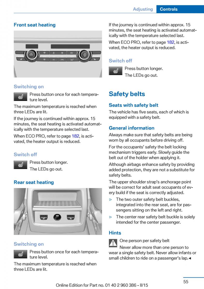 BMW X3 F25 owners manual / page 59