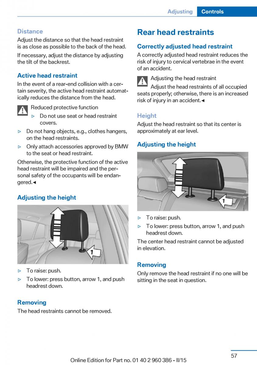 BMW X3 F25 owners manual / page 61