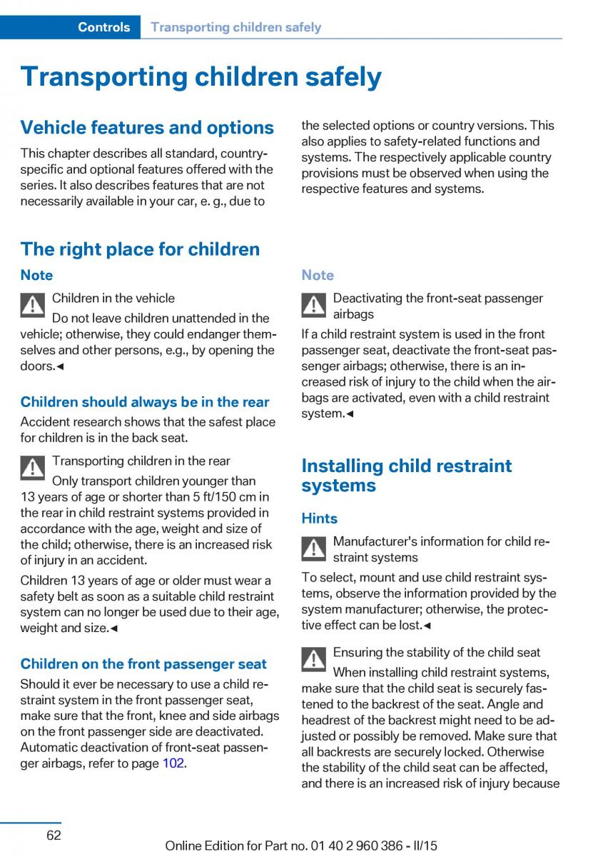 BMW X3 F25 owners manual / page 66