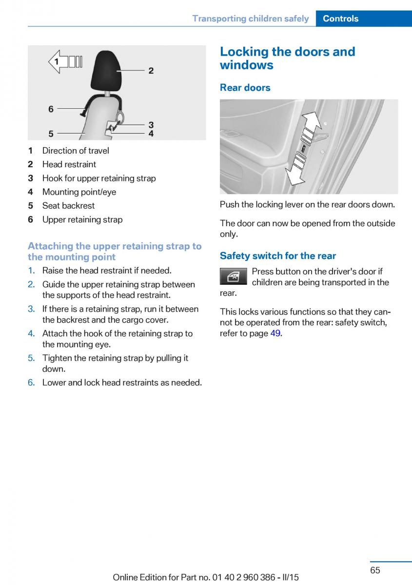 BMW X3 F25 owners manual / page 69