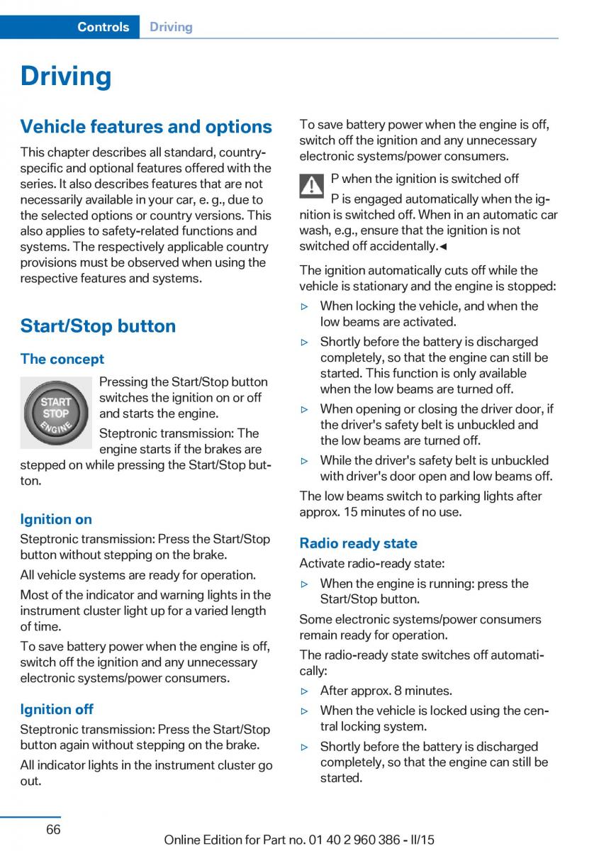 BMW X3 F25 owners manual / page 70