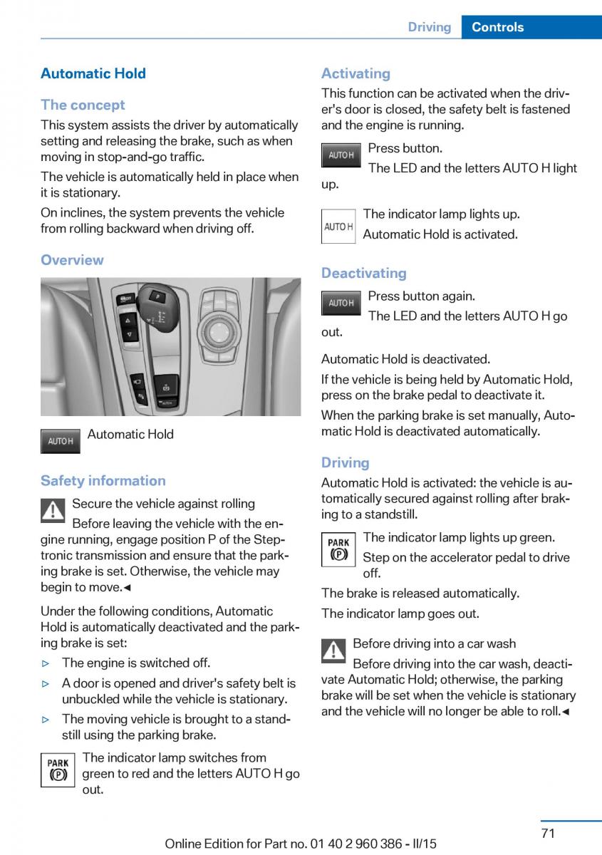 BMW X3 F25 owners manual / page 75