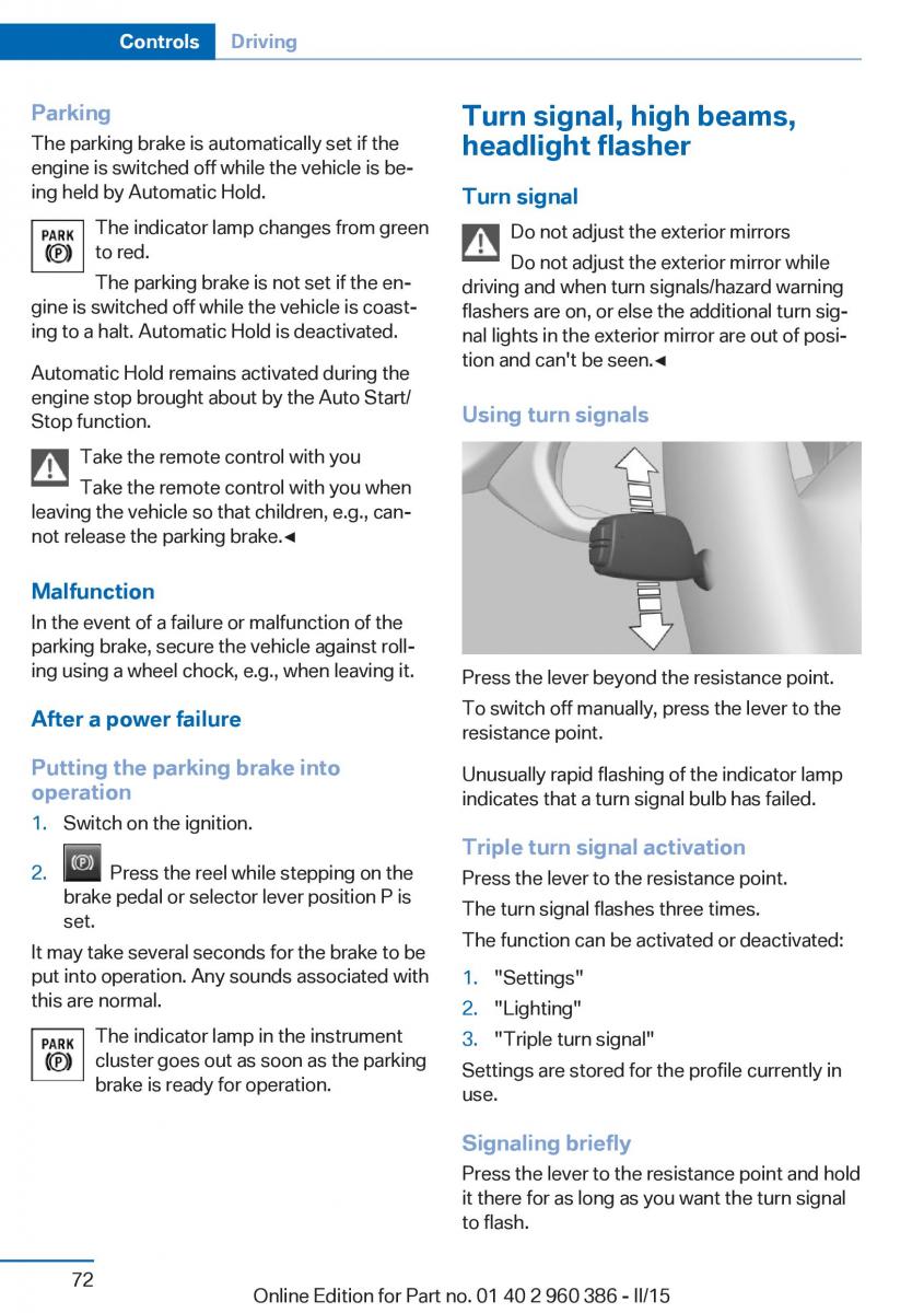 BMW X3 F25 owners manual / page 76