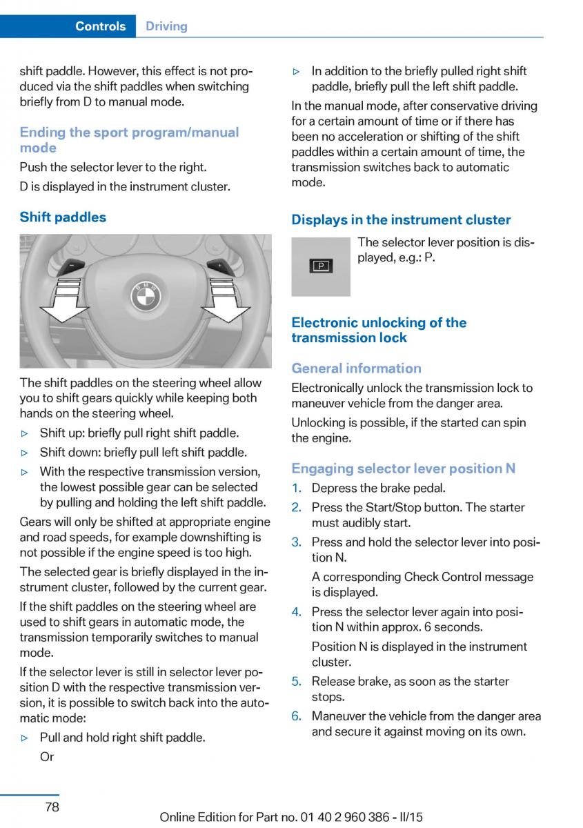 BMW X3 F25 owners manual / page 82