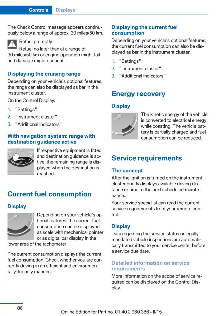 BMW X3 F25 owners manual / page 90