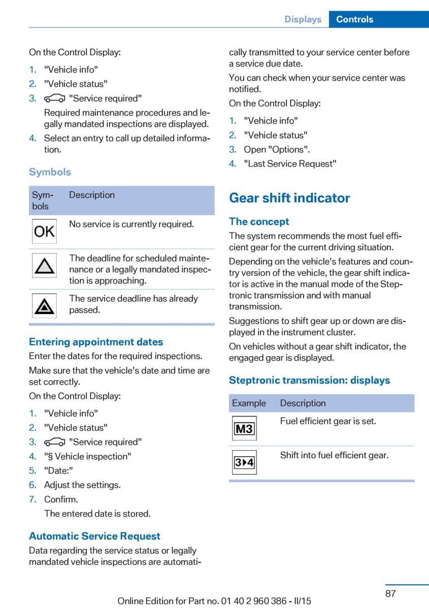 BMW X3 F25 owners manual / page 91