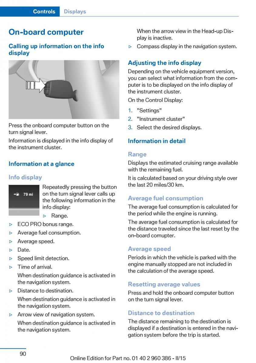 BMW X3 F25 owners manual / page 94