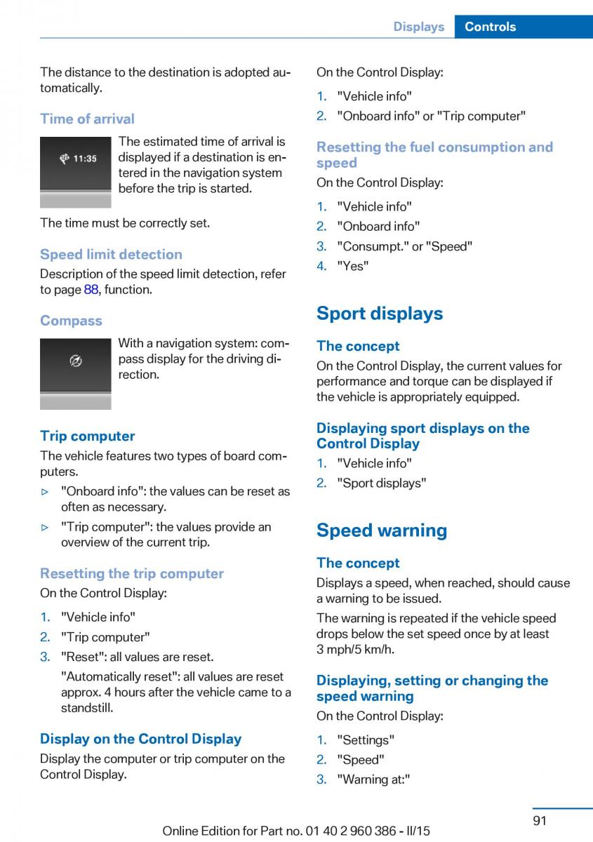 BMW X3 F25 owners manual / page 95