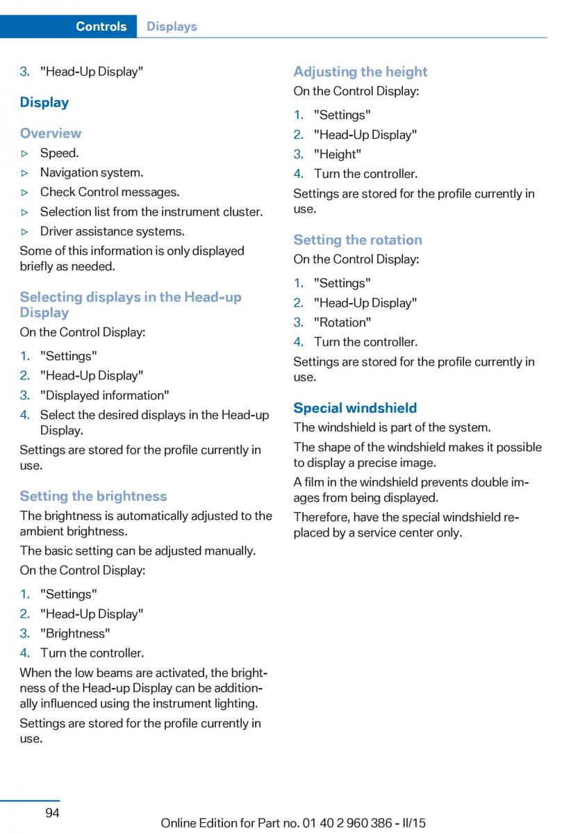 BMW X3 F25 owners manual / page 98