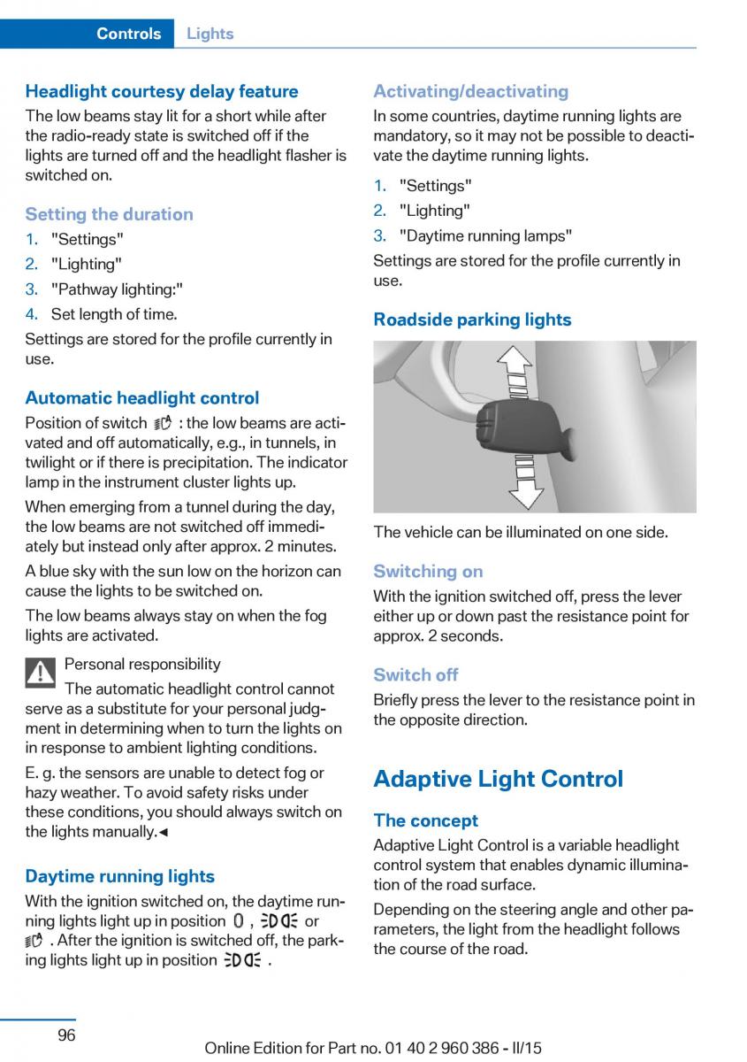 BMW X3 F25 owners manual / page 100