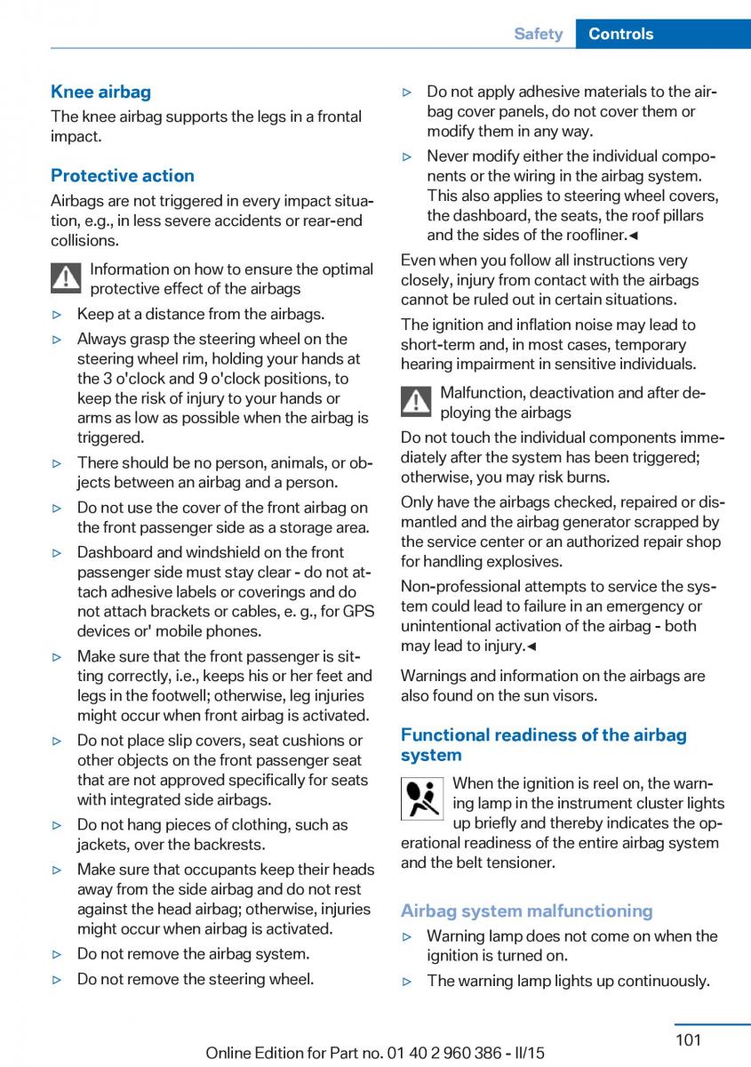 BMW X3 F25 owners manual / page 105