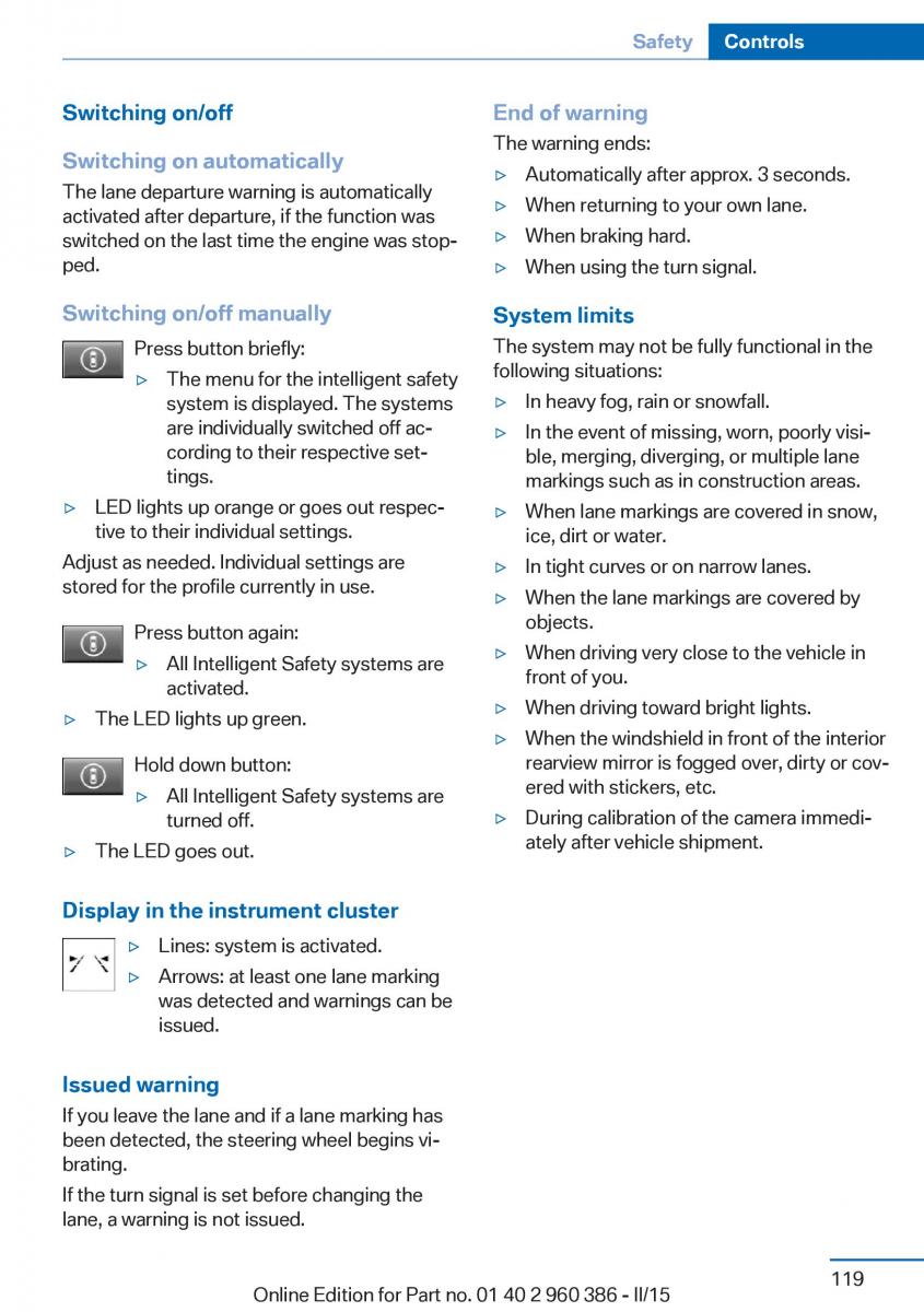 BMW X3 F25 owners manual / page 123