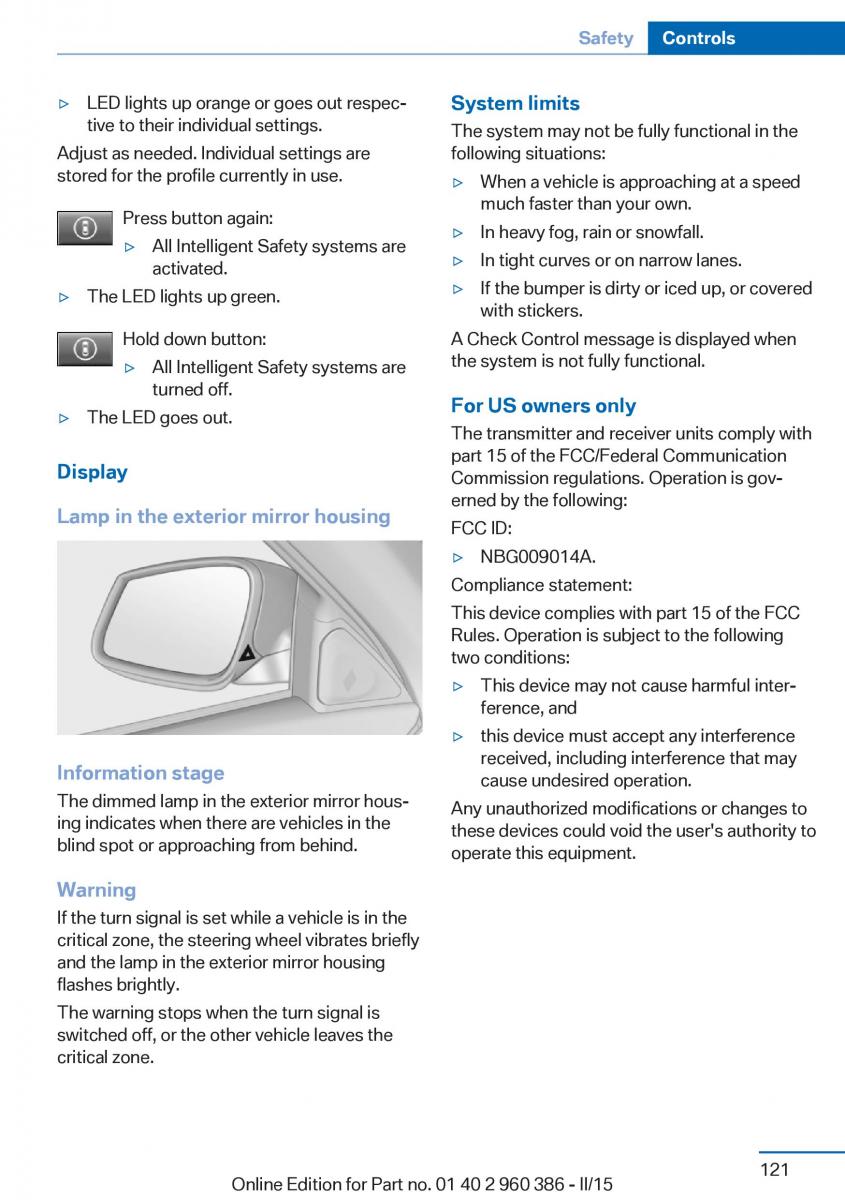 BMW X3 F25 owners manual / page 125