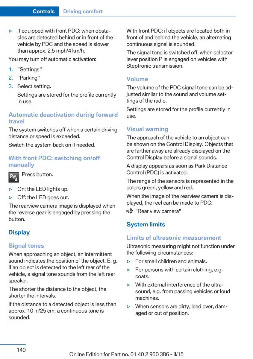 BMW X3 F25 owners manual / page 144