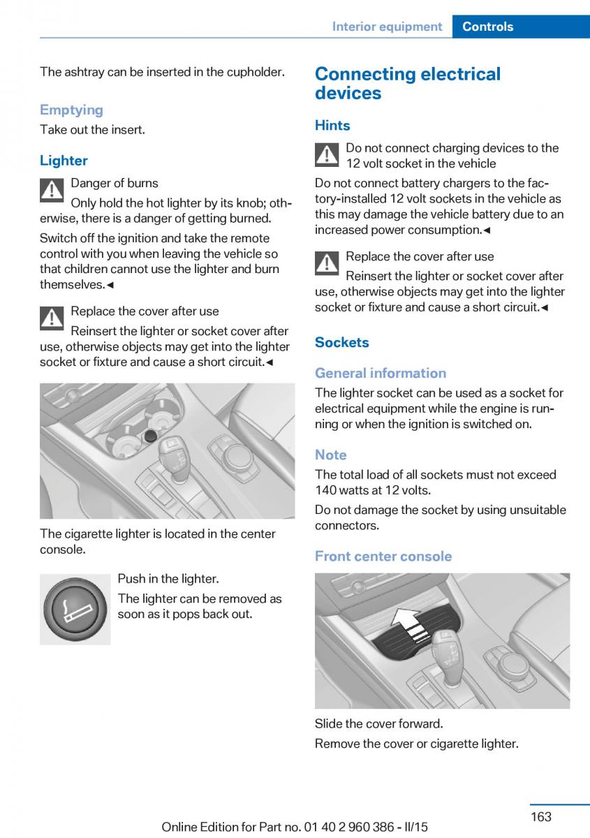 BMW X3 F25 owners manual / page 167