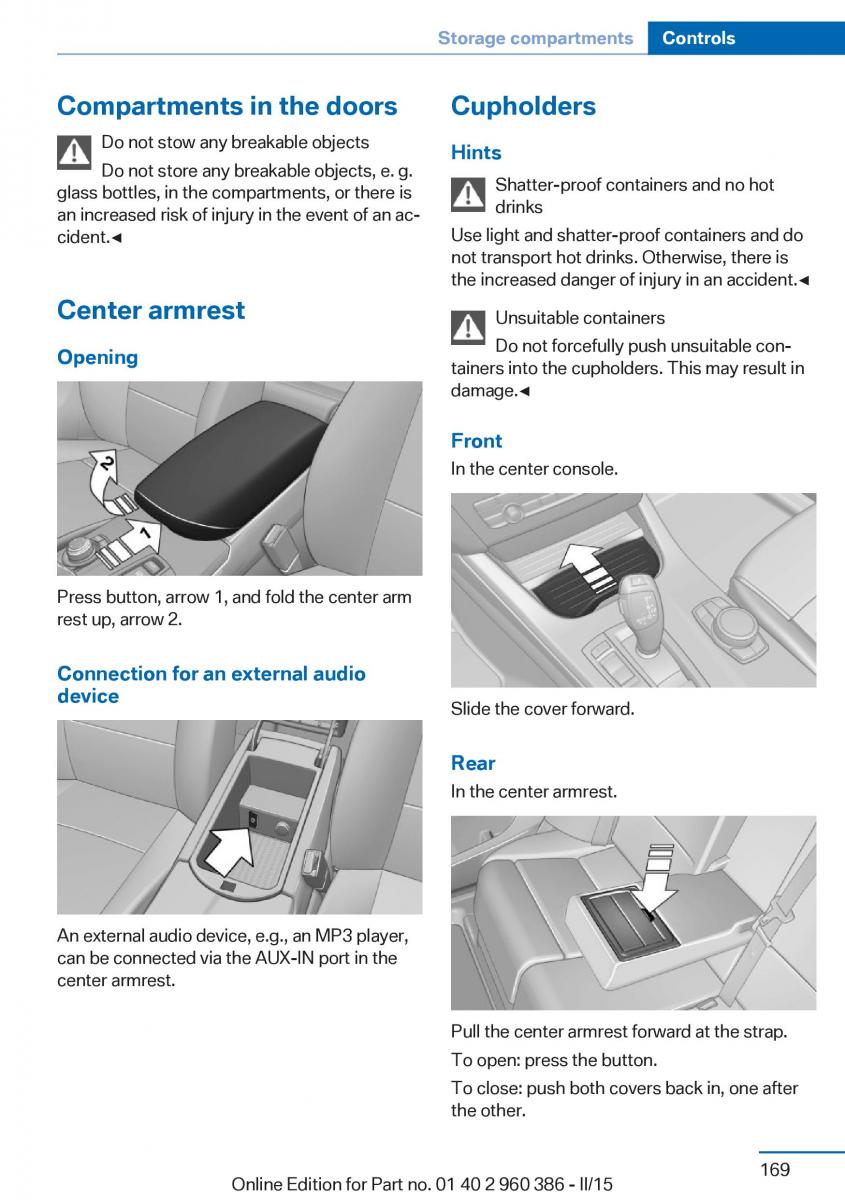 BMW X3 F25 owners manual / page 173