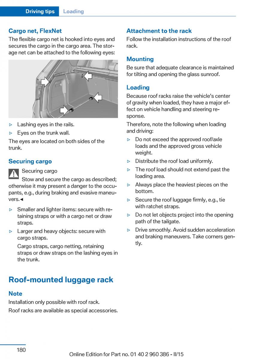 BMW X3 F25 owners manual / page 184