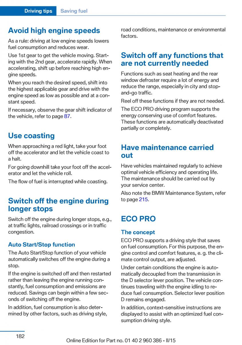 BMW X3 F25 owners manual / page 186