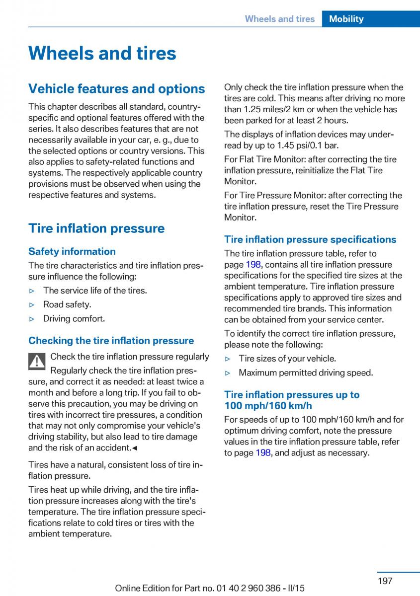 BMW X3 F25 owners manual / page 201