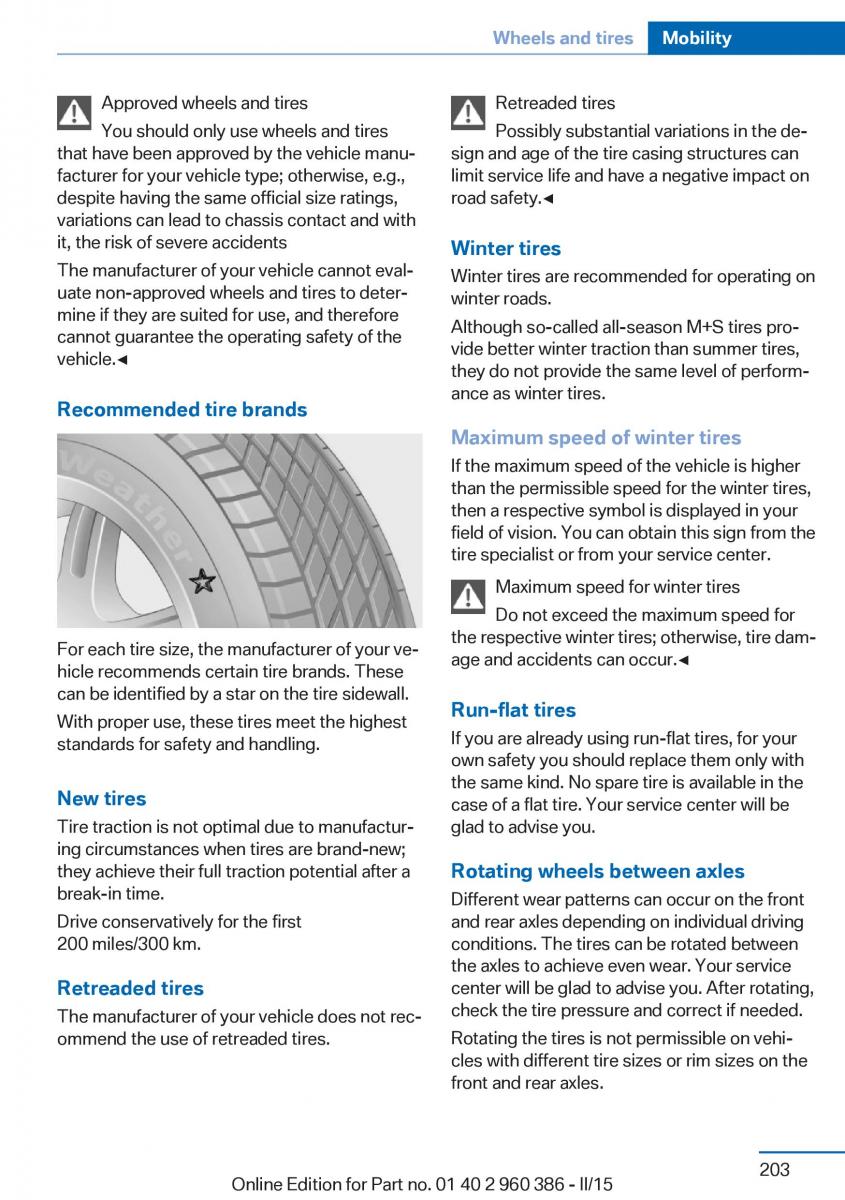 BMW X3 F25 owners manual / page 207