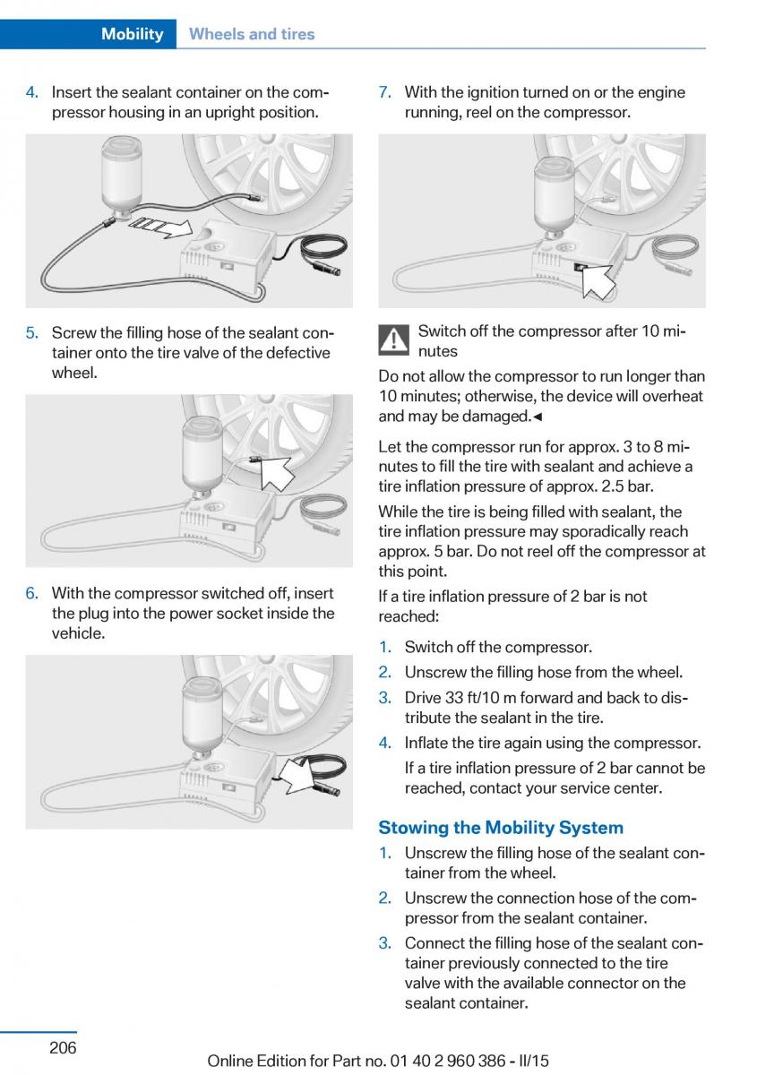 BMW X3 F25 owners manual / page 210