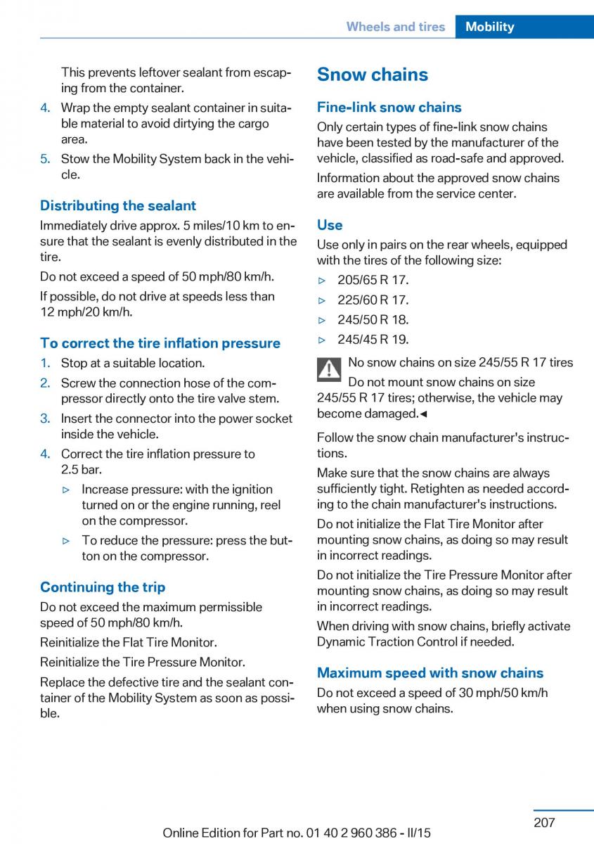 BMW X3 F25 owners manual / page 211