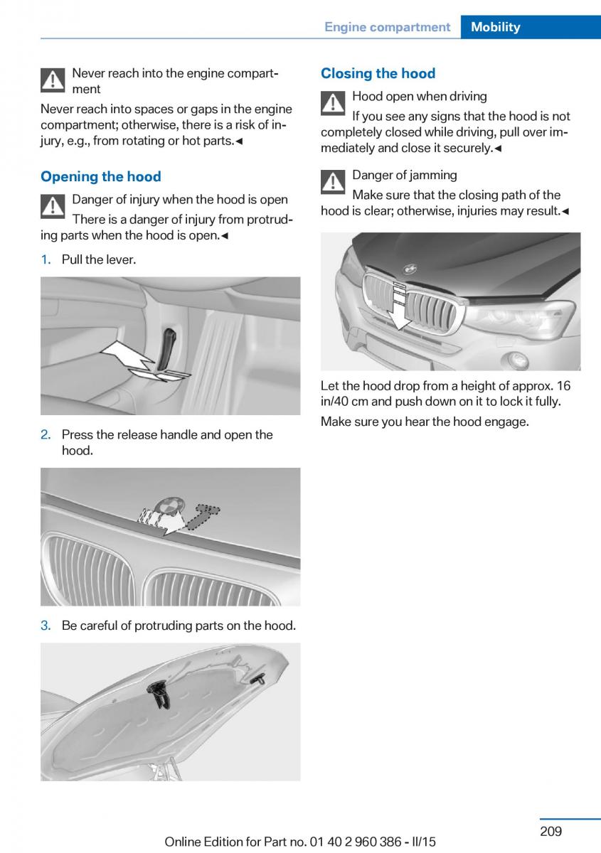 BMW X3 F25 owners manual / page 213