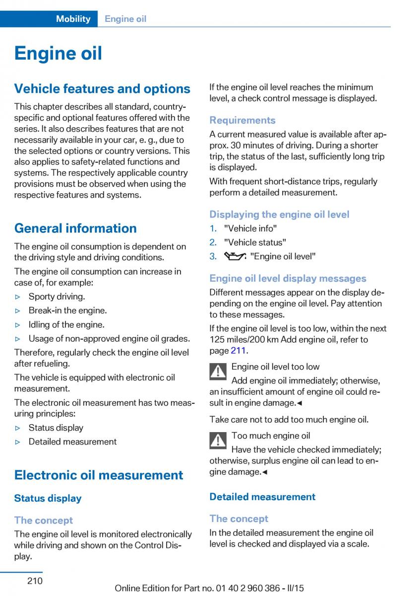 BMW X3 F25 owners manual / page 214