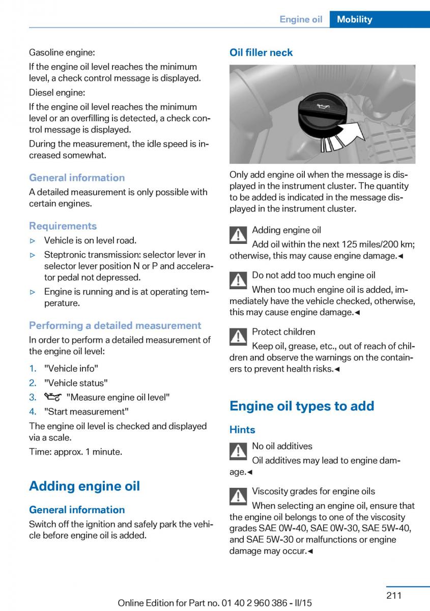 BMW X3 F25 owners manual / page 215