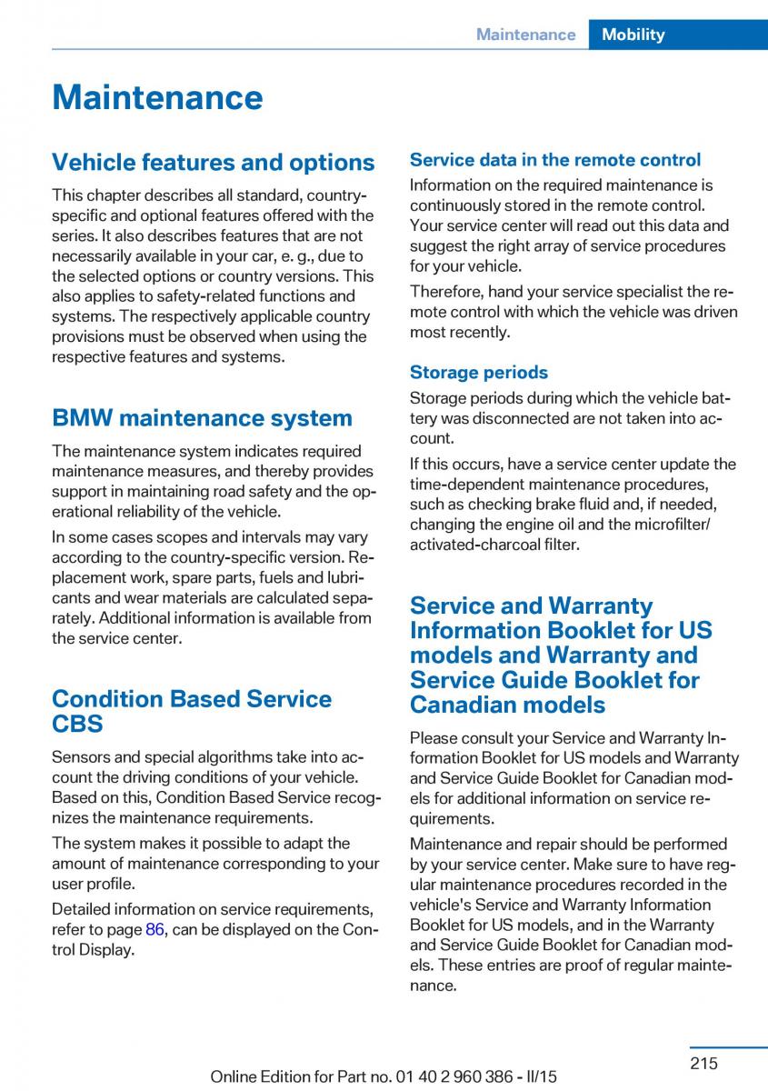 BMW X3 F25 owners manual / page 219