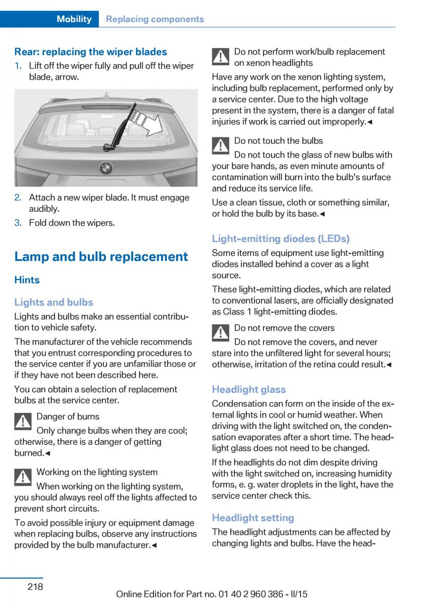 BMW X3 F25 owners manual / page 222