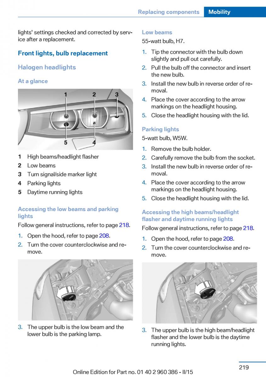 BMW X3 F25 owners manual / page 223