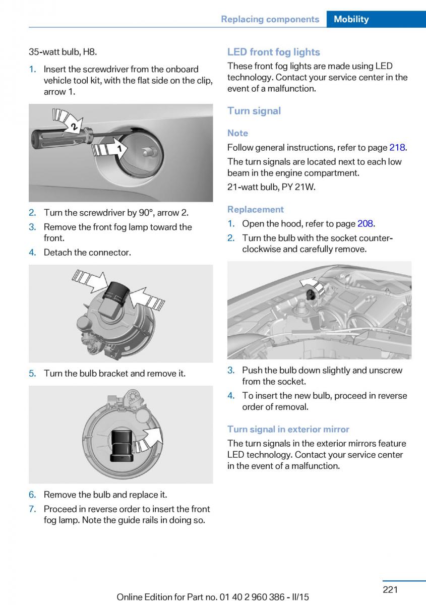 BMW X3 F25 owners manual / page 225