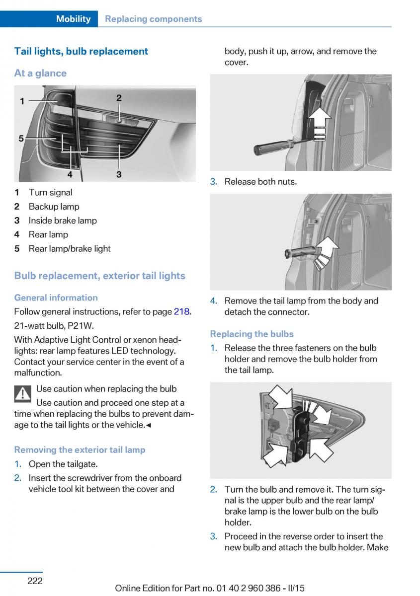 BMW X3 F25 owners manual / page 226